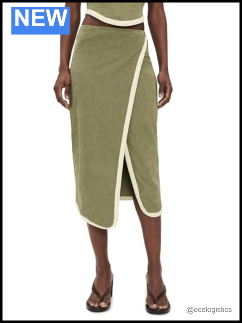 Cotton Terry Midi Pull-On Skirt Lightweight Stretch Wear to Work